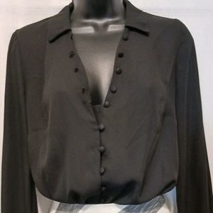 Forever 21 Women Black longsleeve Work Blouse Size Sm